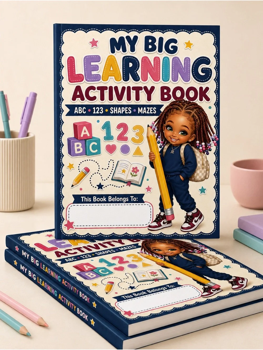 Kids Preschool Learning Activity Book ABC Numbers Shapes Mazes Ages 3-6